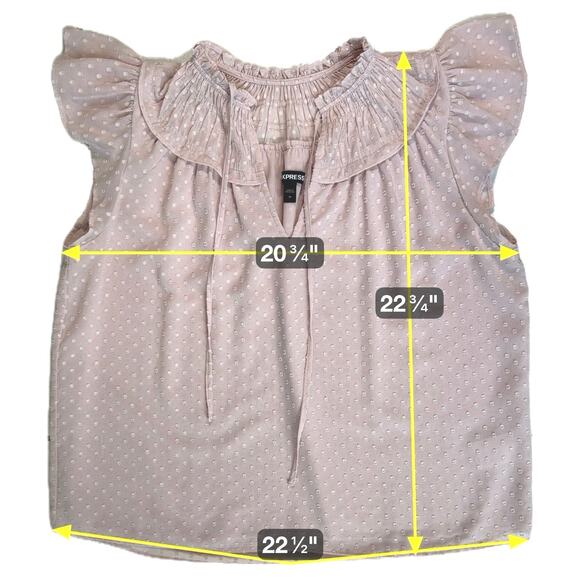 Express Lined Pink Ruffle Blouse Womens M Flutter Sleeve Feminine Coquette Top - Picture 4 of 16